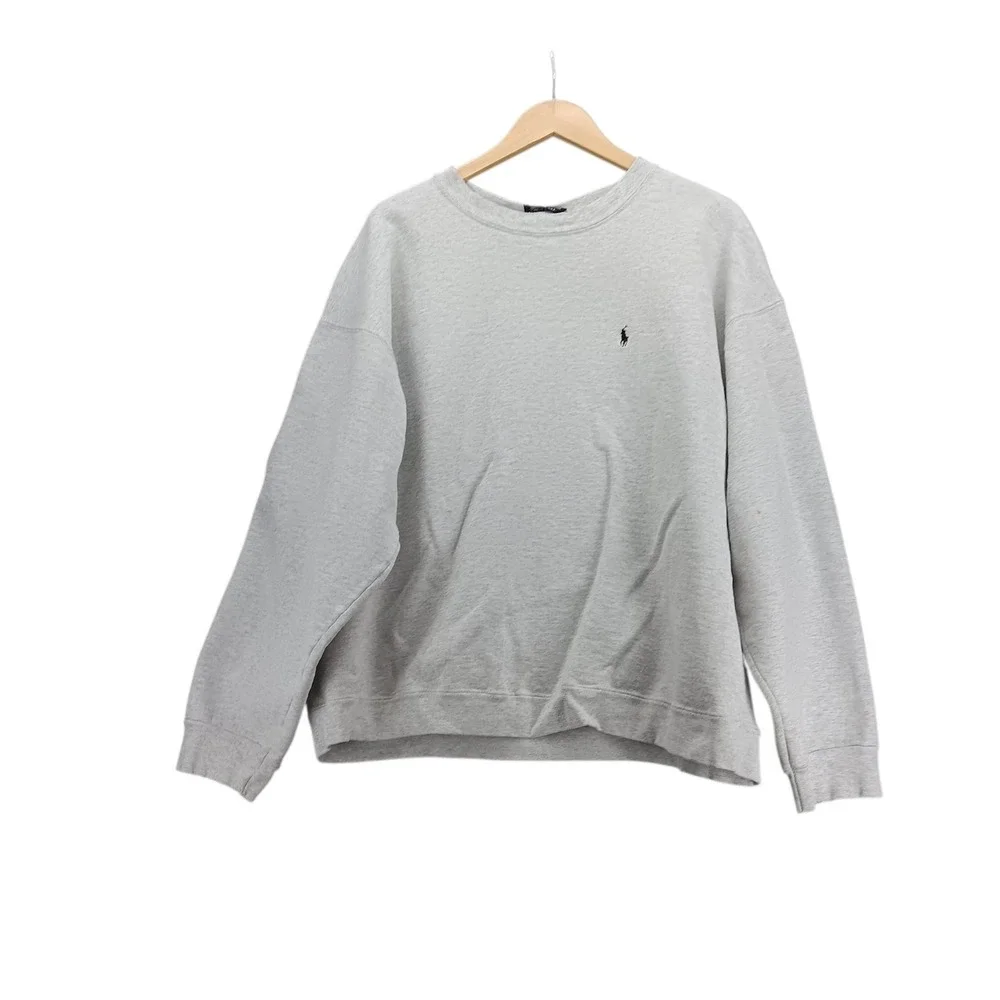 Vintage Y2K Polo‎ Ralph Lauren Sweatshirt XL Gray Crewneck USA Made Fleece Pony